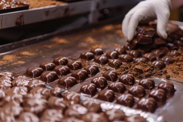 cioccolatiere che prepara il cioccolato