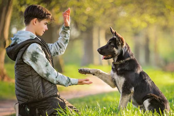 Perro en el parque obedece la orden de echarle la culpa a su dueño
