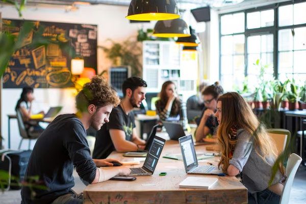 Persone che lavorano in un'area di coworking